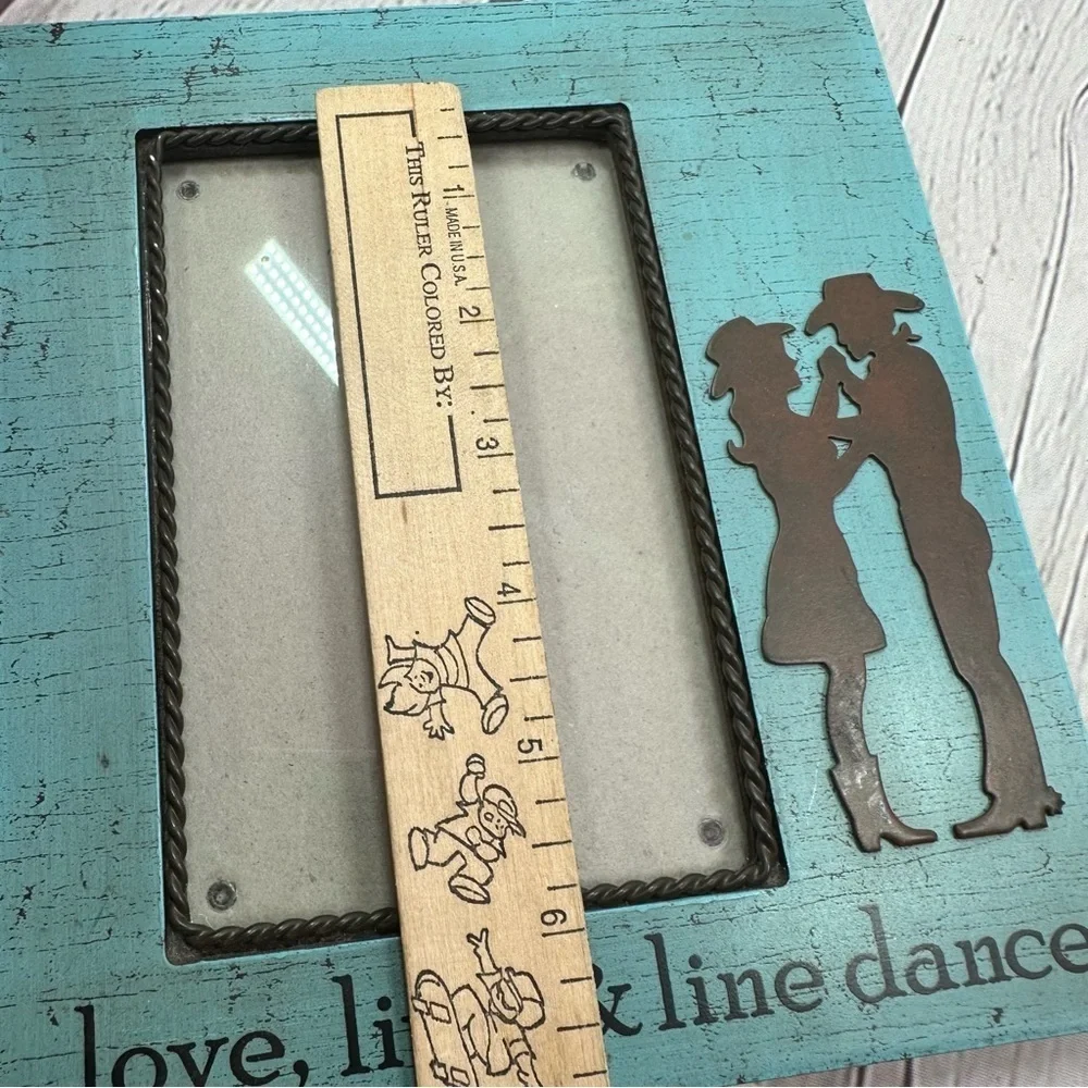 Rustic turquoise Blue Picture Frame with western cowgirl cowboy Design